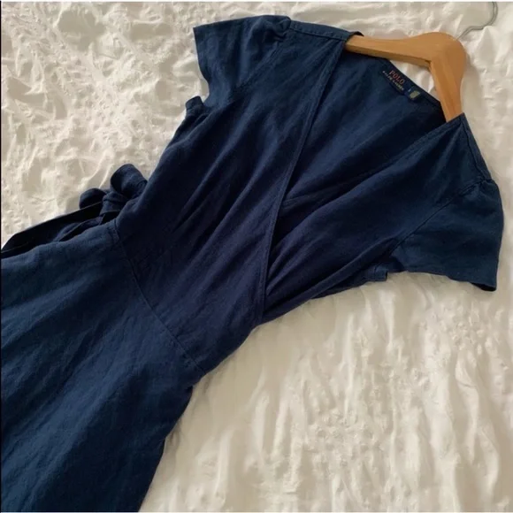 New Ralph Lauren Maxi Linen Navy Maxi Dress - Picture 3 of 16